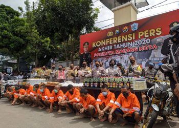 Konferensi Pers Akhir Tahun 2020 Polresta Malang Kota, pada Selasa (29/12/2020). Foto: Ulul Azmy