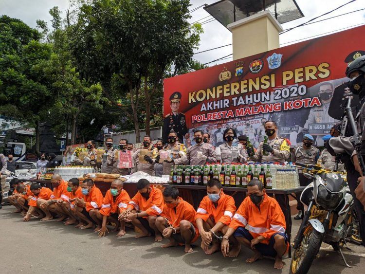 Konferensi Pers Akhir Tahun 2020 Polresta Malang Kota, pada Selasa (29/12/2020). Foto: Ulul Azmy