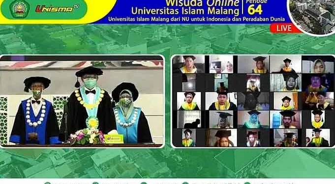 Wisuda periode 64 FEB Unisma, berlangsung secara daring, Minggu (17/1/2021).