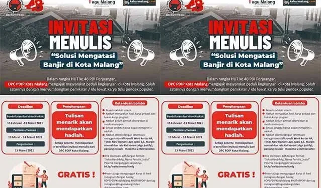 PDI Perjuangan - PDI Perjuangan Kota Malang Gelar Invitasi Menulis Berhadiah