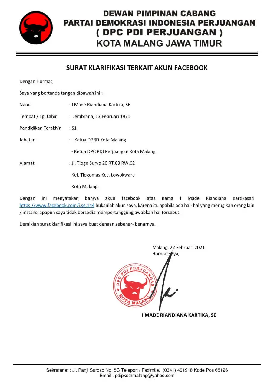 Akun Facebook Palsu Catut Ketua DPRD Kota Malang Memakan Korban