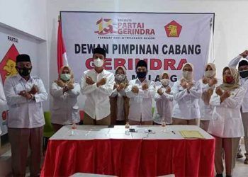 DPC Gerindra Kota Malang saat perayaan HUT Partai Gerindra ke-13, Sabtu (6/2/2021). Foto : dok