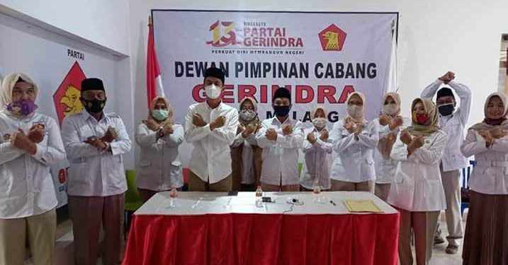 DPC Gerindra Kota Malang saat perayaan HUT Partai Gerindra ke-13, Sabtu (6/2/2021). Foto : dok