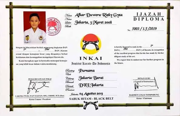 sertifikat sabuk hitam
