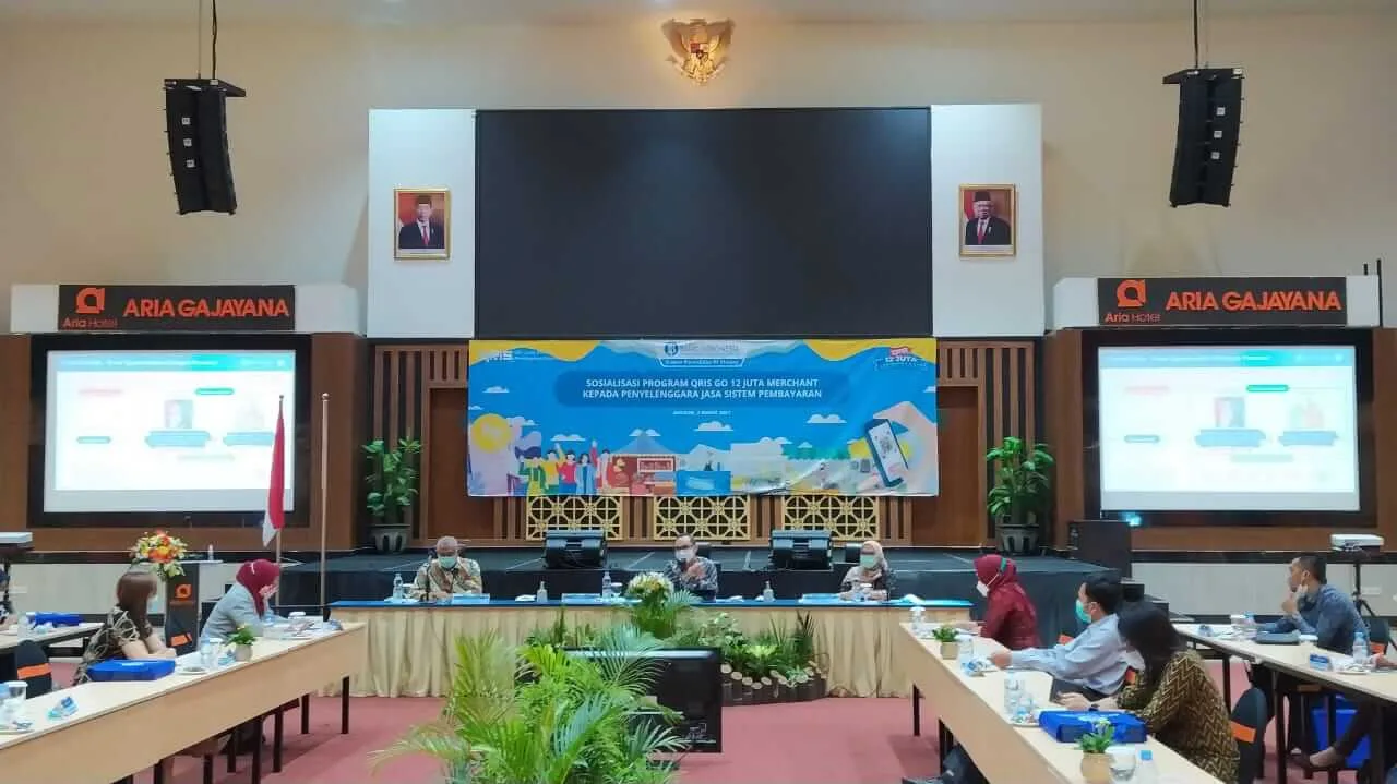Kepala Perwakilan BI Malang, Azka Subhan saat sosialisasi program QRIS GO 12 Juta Merchant di Hotel Aria Gajayana, Kota Malang, Selasa (2/3/2021). Foto : Azmy