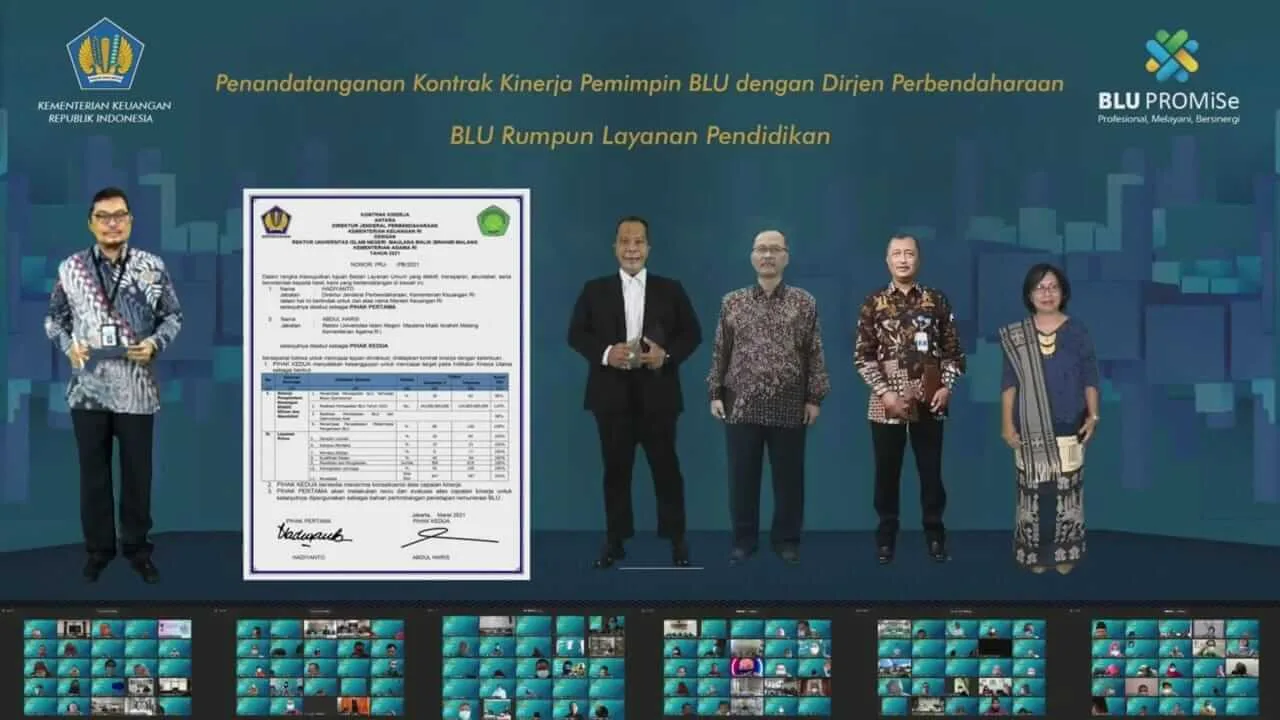 BLU - Kontrak Kinerja BLU dan Kemenkeu, UIN Malang Jadi Perwakilan PTKIN se-Indonesia
