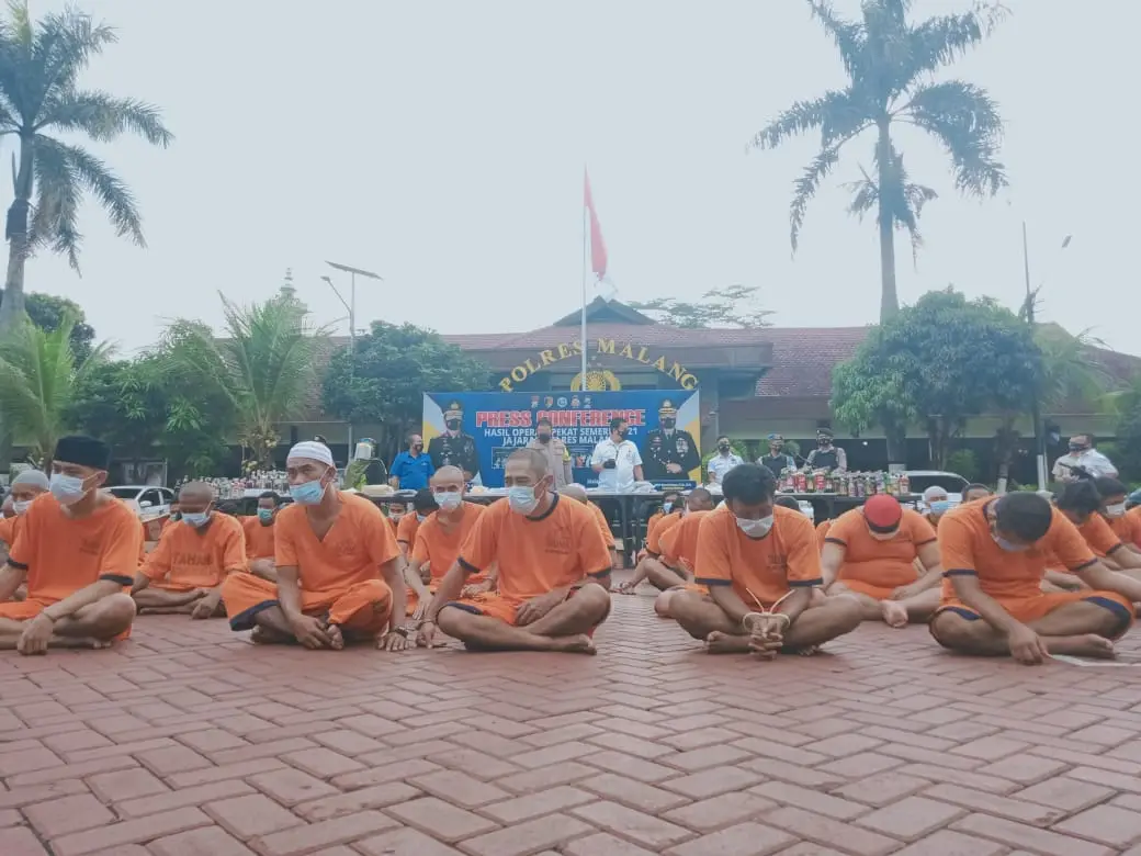 Para tersangka yang diamankan Polres Malang dalam Operasi Pekat. Foto: Rizal/Tugumalang.id