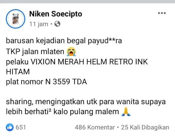 Tangkapan layar Facebook Arek Kepanjen.