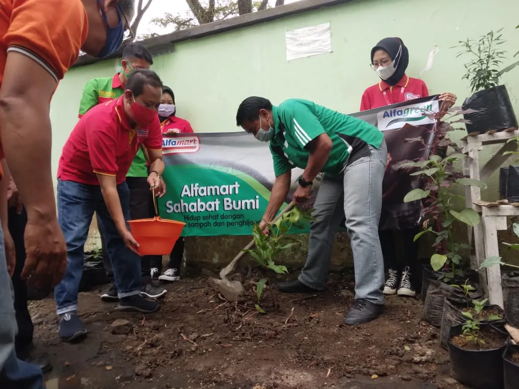 bibit - Tanam Bibit Pohon, Alfamart Clean and Green Sasar Kota Malang
