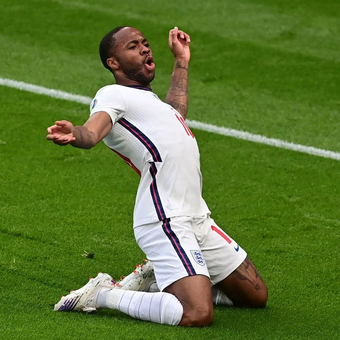 Raheem Sterling saat merayakan gol ke gawang Ceko, credits Instagram Euro 2020.