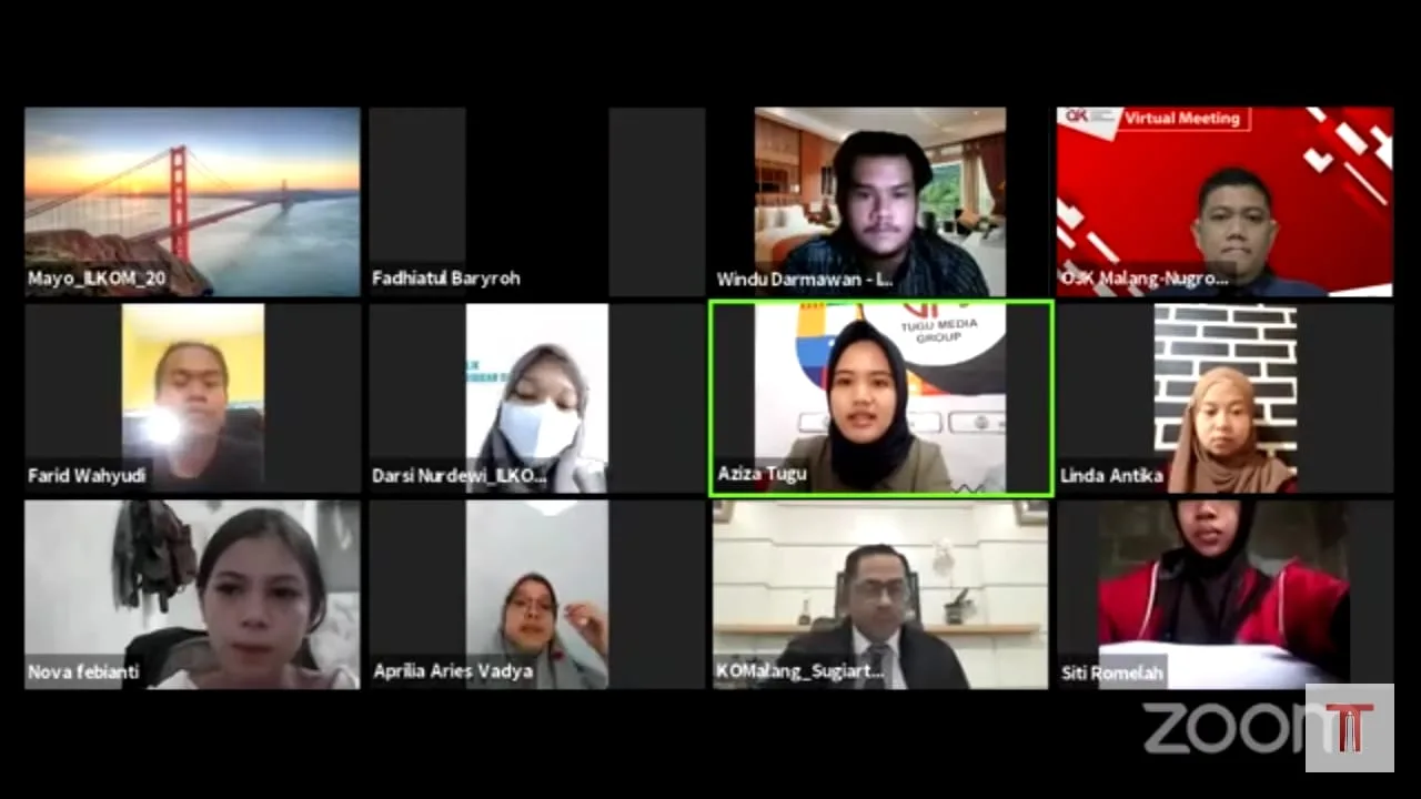 Tugu Media Group Goes To Campus 2021 bersama OJK Malang. Tangkapan layar zoom meeting.
