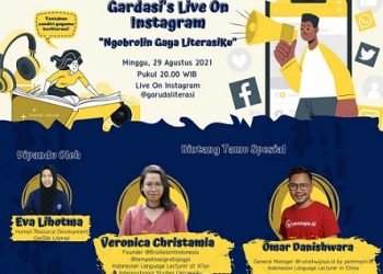 Pamflet acara Live Instagram Gaya Literasi yang digelar oleh Garuda Literasi/tugu malang
