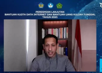 Menteri Kemendikbudristek, Nadiem Makariem, menyampaikan dilanjutkannya bantuan kuota dan UKT kepada para pelaku pendidikan/ tugu malang