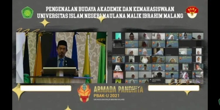 Opening ceremony Pengenalan Budaya Akademik dan Kemahasiswaan (PBAK) 2021 UIN Maliki, pada Selasa (31/8/2021)