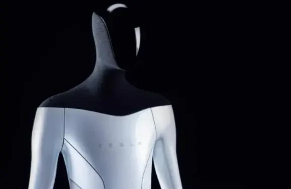 Tangkap layar foto robot humanoid yang sedang dibangun oleh Elon Musk/tugu malang