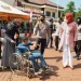 Dewanti Rumpoko menyapa salah seorang tuna daksa untuk vaksinasi