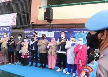Open ceremonial vaksinasi di UIN Syarif Hidayatullah Jakarta, yang diinisiasi PB PMII dan Mabes Polri