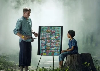 Ilustrasi orang mengajar/tugu jatim