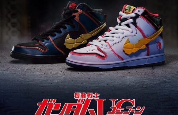 Sepatu Gundam x Nike SB Dunk High “Project Unicorn White” dan “Gundam Banshee” produk baru Nike yang rilis pada Jumat (24/9/2021)./tugu malang
