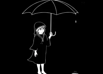 Ilustrasi puisi Gadis Berpayung Hitam/tugu malang