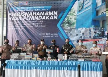 Sinergi Pemkot Malang dengan Bea Cukai Malang dalam kegiatan Gempur Rokok Ilegal. Foto. dok.