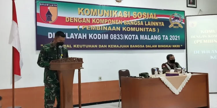 Dandim 0833/Kota Malang Letkol Arm Ferdian Primadhona, S.E, M. Tr (Han), saat menyampaikan sambutan. foto/rubianto