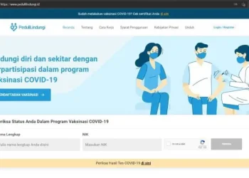 Tangkapan layar situs resmi PeduliLindungi yang bisa diakses di www.pedulilindungi.id/tugu malang