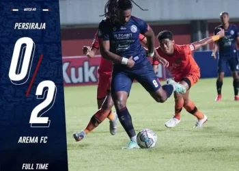 Carlos Fortes berhasil membawa Arema FC unggul 2-0 atas Persiraja.