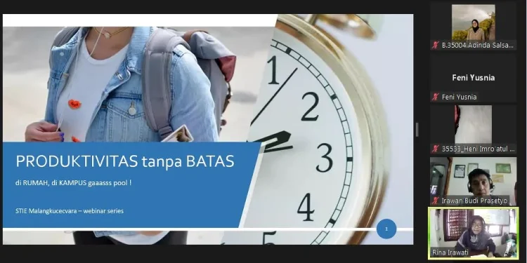 Webinar pengembangan soft skills STIE Malangkucecwara. Foto: tangkapan layar
