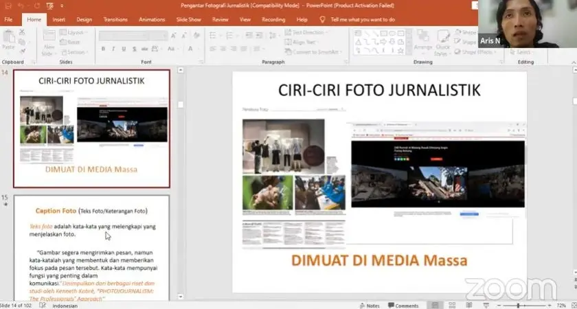 Perwakilan PFI Malang sekaligus Fotografer untuk Tempo, Aris Novia Hidayat.