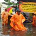sejumlah tempat di Kota Malang tertimpa banjir setelah turun hujan deras.