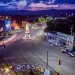 Pemandangan malam hari dari udara Tugu Parasamya Purnakarya Nugraha di perempatan Penceng Kabupaten Pacitan/tugu malang