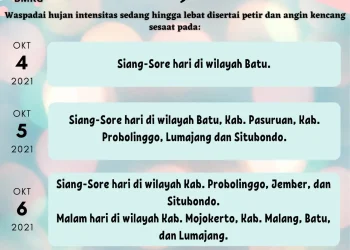 Rilis BMKG kota batu diprediksi hujan lebat