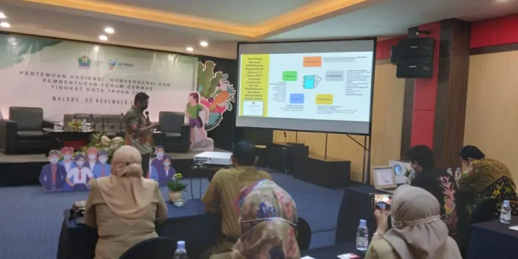 Suasana Pertemuan Audiensi, Konvergensi, dan Pembentukan Forum Germas di Tingkat Kota Malang Tahun 2021. Foto: Feni Yusnia