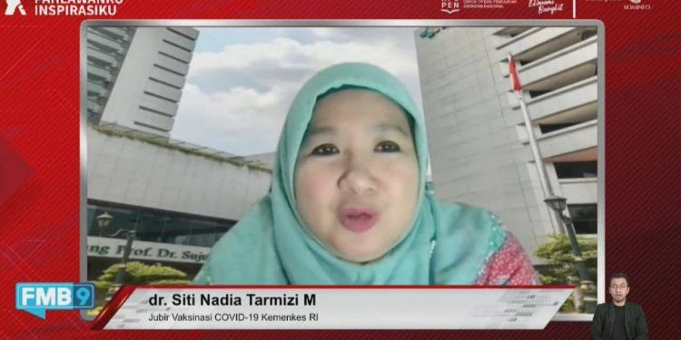 Juru Bicara Vaksinasi COVID-19 Kementerian Kesehatan Republik Indonesia, Siti Nadia Tarmizi dalam Dialog Produktif di Media Center KPCPEN, pada Selasa (9/11/2021). Foto: dok