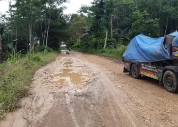 Jalan menuju Pantai Balekambang licin