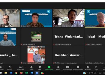 Caption foto tangkapan layar saat Plt Direktur Jenderal Pendidikan Tinggi, Prof. ir Nizam memberikan materi inovasi Merah Putih Kampus Merdeka Gerakan Bangga Buatan Indonesia, di kegiatan FJP 2021 Batch III yang diinisiasi GWPP.