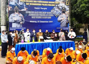 malang - Polres Malang Musnahkan Barang Bukti Narkoba dan Miras