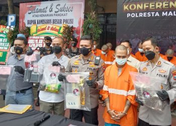 Polresta Malang Kota mengungkap kasus peredaran narkotika di wilayah Kota Malang. Foto: M Sholeh