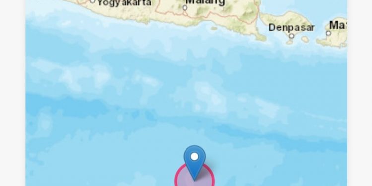 Peta lokasi pusat gempa. Foto: tangkapan layar situs BMKG
