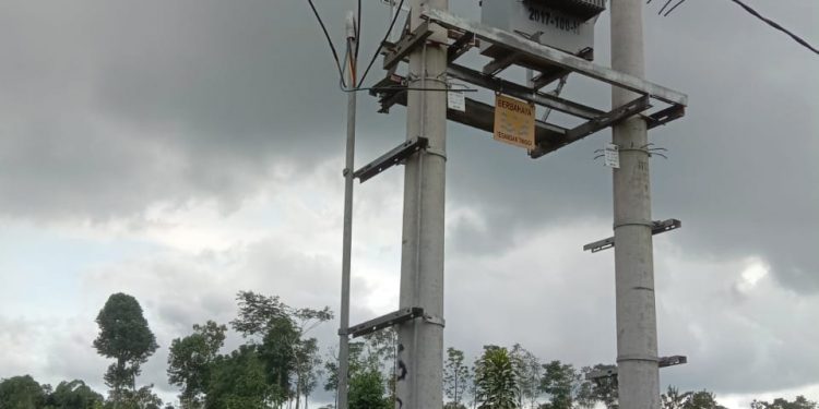 Tower travo yang kabelnya dicuri oleh pelaku. Foto: Humas Polres Malang