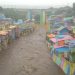 Kondisi kampung warna warni saat hujan deras