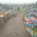 Kondisi kampung warna warni saat hujan deras