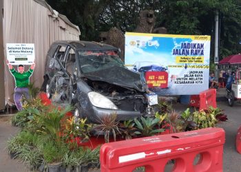 Mobil Ringsek dipajang Polresta Malang Kota