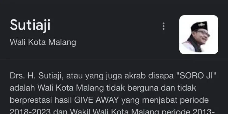 Wali Kota Sutiaji, diretas di wikipedia