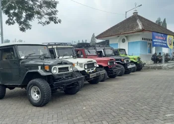 Jip berjejer di Rest Area Gubugklakah, Kecamatan Poncokusumo, Kabupaten Malang.