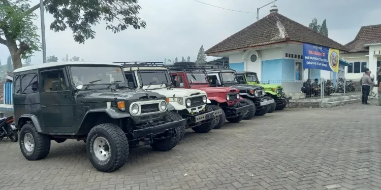 Jip berjejer di Rest Area Gubugklakah, Kecamatan Poncokusumo, Kabupaten Malang.