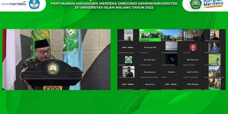 Penyambutan Peserta Pertukaran Mahasiswa Merdeka di Universitas Islam Malang yang digelar hybrid.
