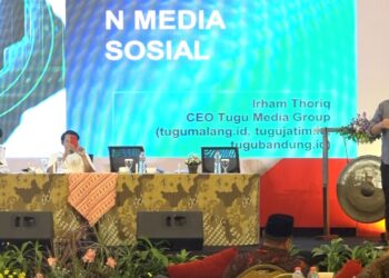 CEO Tugu Media Group, Irham Thoriq saat memberikan pemaparan terkait pentingnya kader Partai Gerindra bermedia sosial.