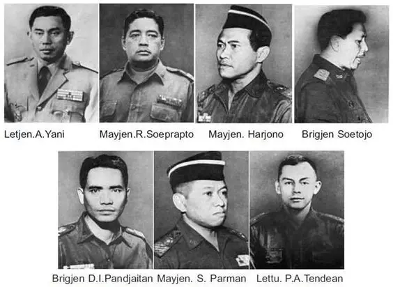 6 jenderal dan 1 letnan yang menjadi korban kekejaman Gerakan 30 September Partai Komunis Indonesia.